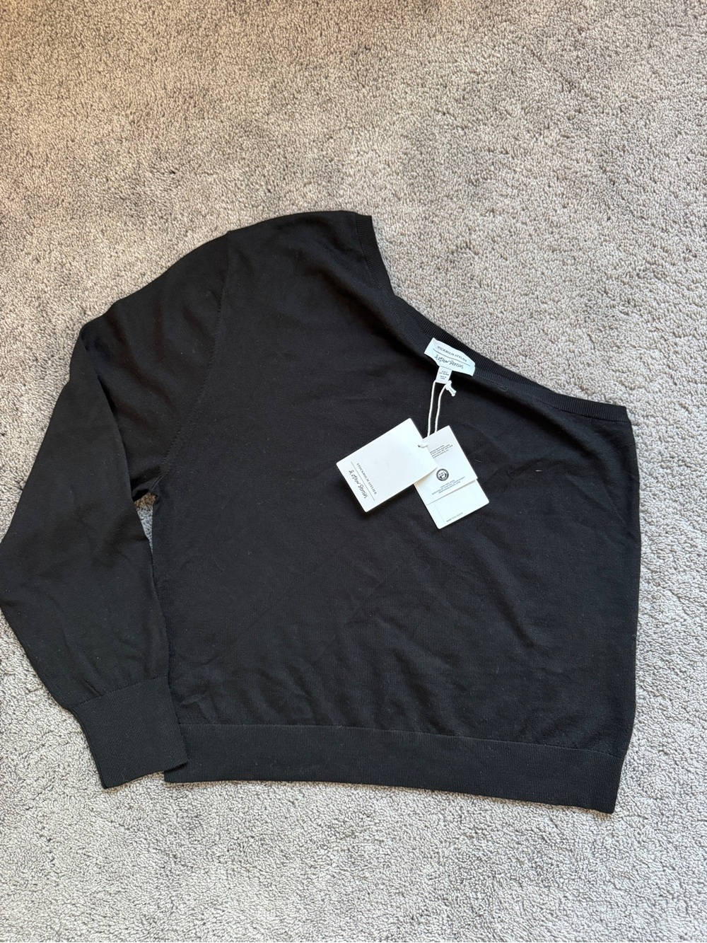 & Other Stories 100% Wool Black Women’s One-Shoulder Crewneck Sweater